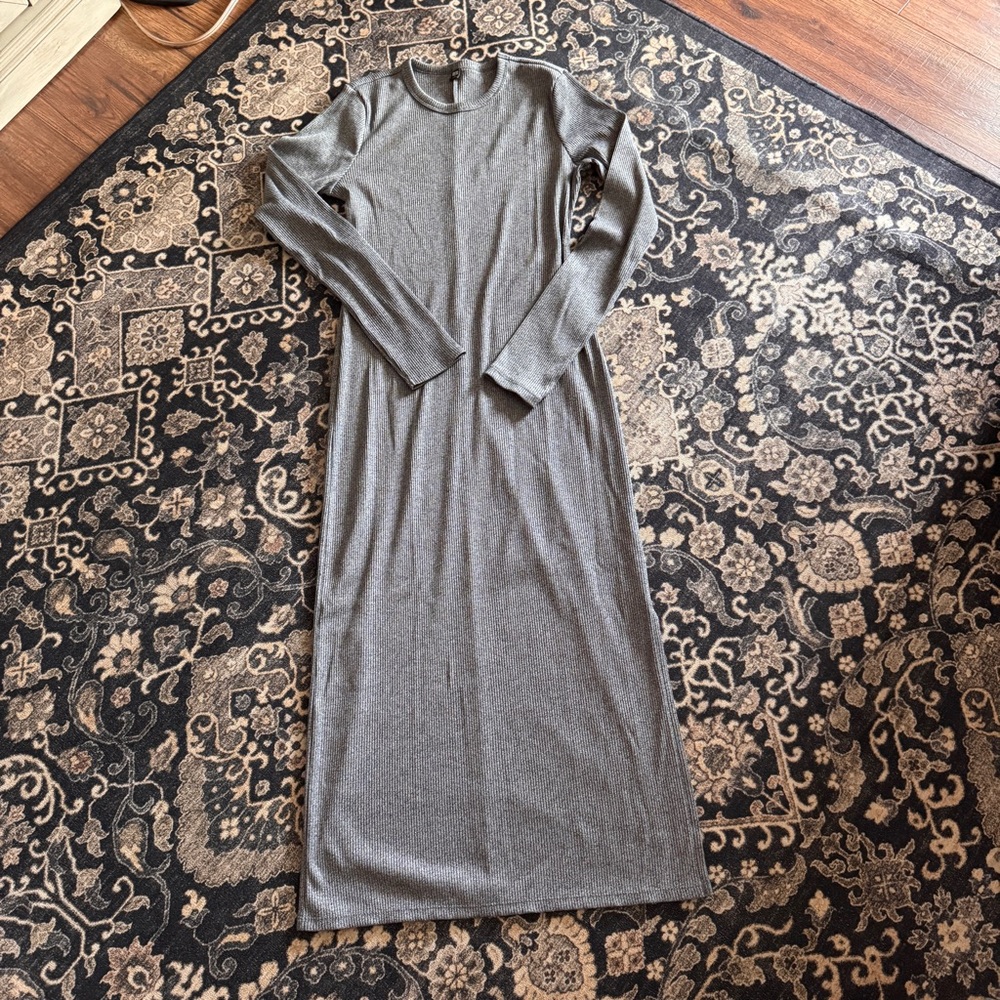 Uniqlo Ribbed Dress Small Dark Gray